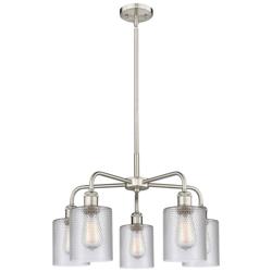 Cobbleskill 23&quot;W 5 Light Satin Nickel Stem Hung Chandelier With Clear