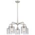 Cobbleskill 23"W 5 Light Satin Nickel Stem Hung Chandelier With Clear 