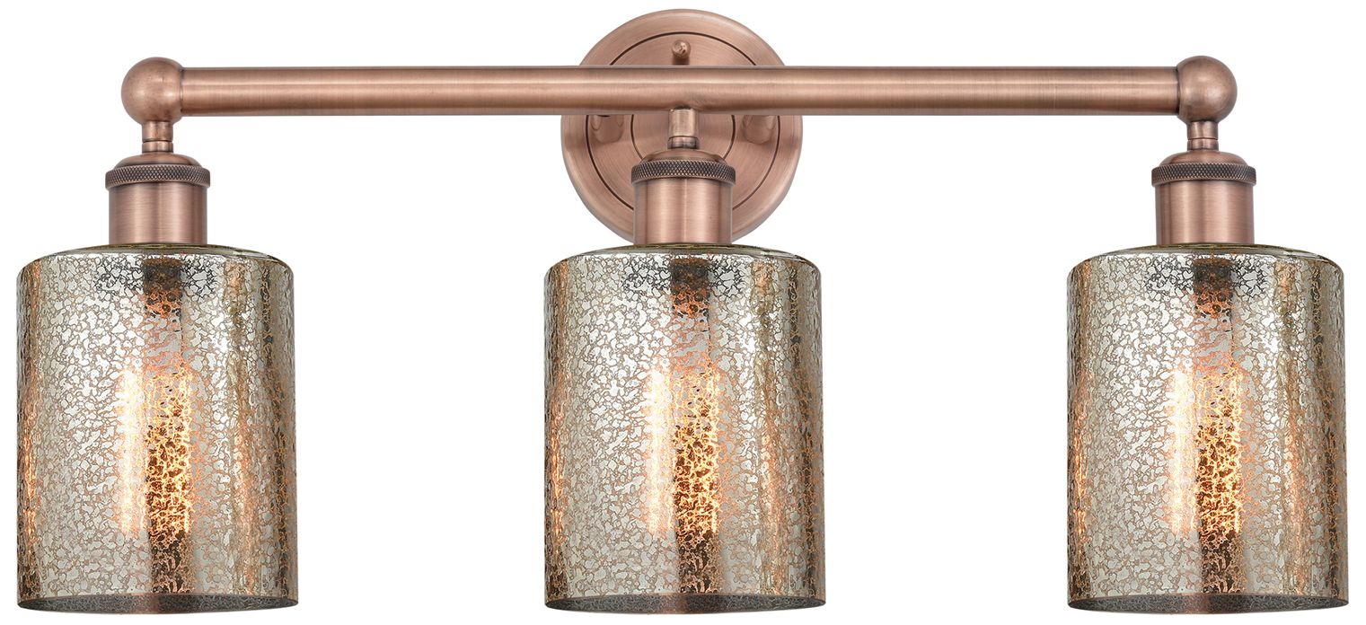 Cobbleskill 23"W Copper 3-Light Bath Light w/ Mercury Shade