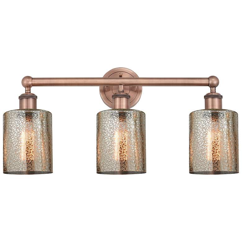 Image 1 Cobbleskill 23"W Copper 3-Light Bath Light w/ Mercury Shade