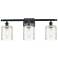 Cobbleskill 25"W Black 3-Light LED Bath Light w/ Swirl Glass