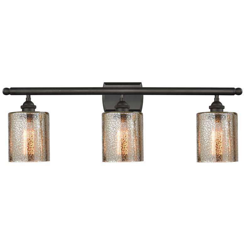 Image 1 Cobbleskill 25"W Bronze Mercury Glass 3-Light LED Bath Light