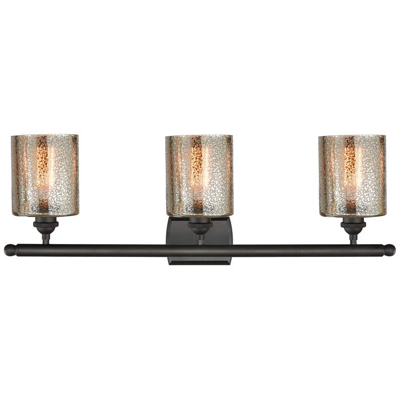 Image 2 Cobbleskill 25"W Bronze Mercury Glass 3-Light LED Bath Light more views