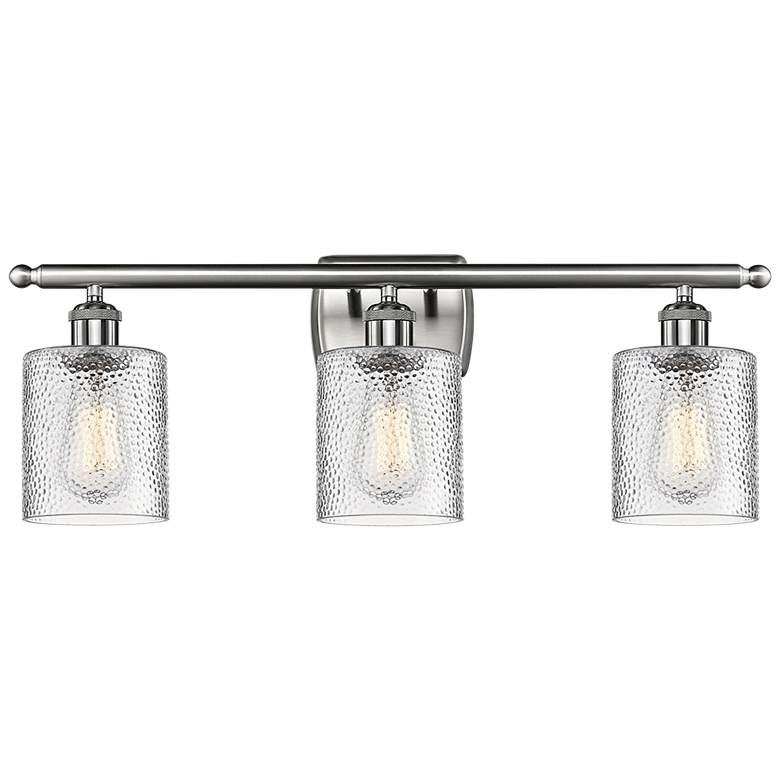 Image 1 Cobbleskill 26" Wide Brushed Satin Nickel 3-Light Bath Light