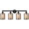 Cobbleskill 32"W Bronze 4-Light Bath Light w/ Mercury Shade