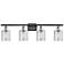 Cobbleskill 35" Wide Black 4-Light Bath Light w/ Clear Shade