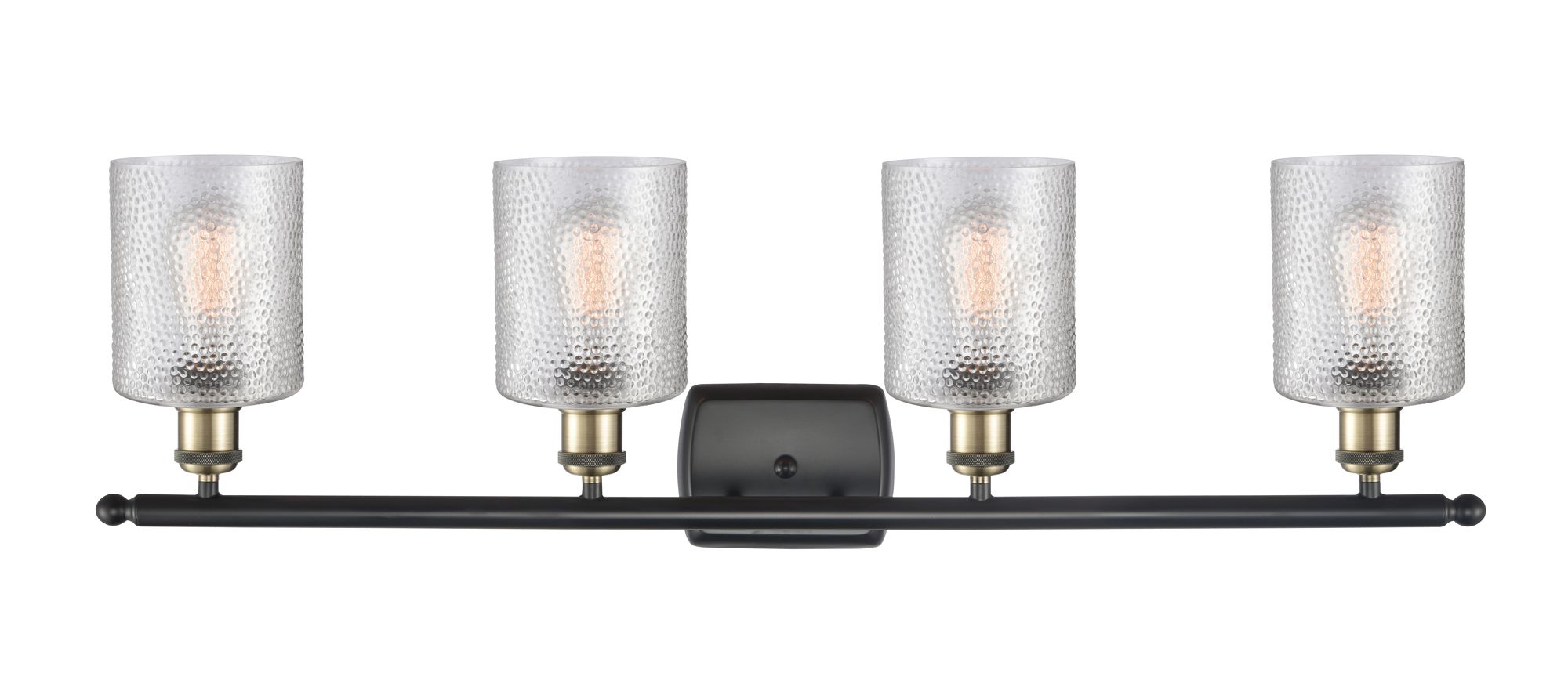 Image 2 Cobbleskill 35" Wide Black 4-Light Bath Light w/ Clear Shade more views