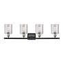 2_Cobbleskill 35" Wide Black 4-Light Bath Light w/ Clear Shade more views
