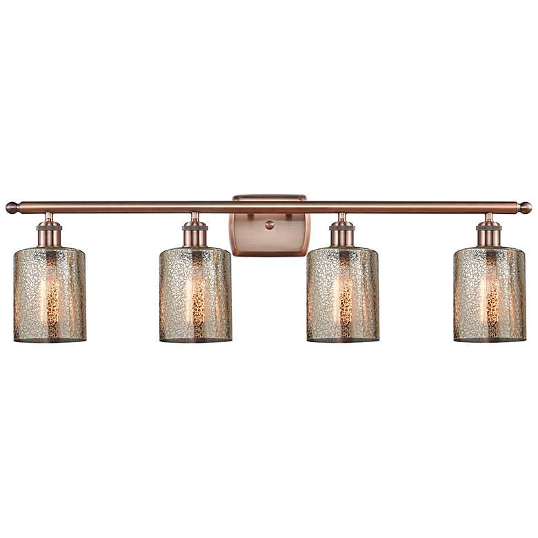 Image 1 Cobbleskill 36"W Antique Copper 4-Light Vanity Bath Light