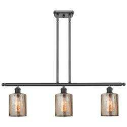 Cobbleskill 36"W Bronze Mercury Glass 3-Light Island Pendant