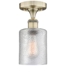 Cobbleskill 5" Wide Antique Brass Semi.Flush Mount With Clear Glass Sh Cobbleskill 5" Wide Antique Brass Semi.Flush Mount With Clear Glass Sh