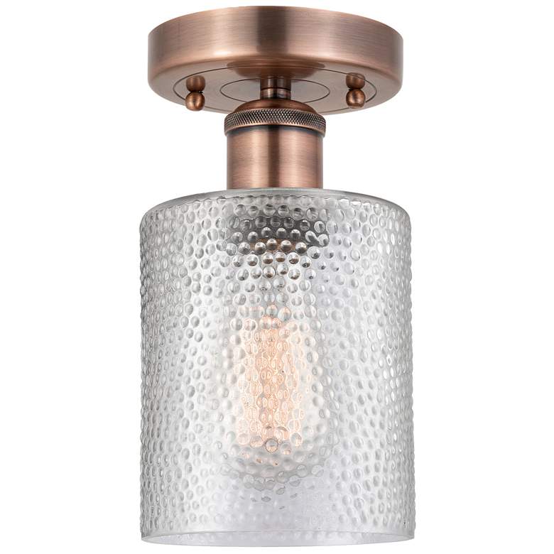 Image 1 Cobbleskill 5" Wide Antique Copper Semi.Flush Mount With Clear Glass S