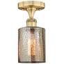 Cobbleskill 5" Wide Brushed Brass Semi.Flush Mount With Mercury Glass