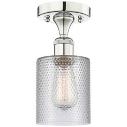Cobbleskill 5&quot; Wide Polished Nickel Semi.Flush Mount With Clear Glass