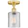Cobbleskill 5" Wide Satin Gold Semi.Flush Mount With Clear Glass Shade
