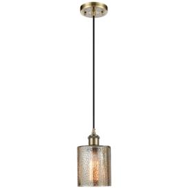 Cobbleskill 5"W Antique Brass and Mercury Glass Mini Pendant Cobbleskill 5"W Antique Brass and Mercury Glass Mini Pendant