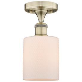 Cobbleskill 5"W Antique Brass Semi.Flush Mount With Matte White Glass Cobbleskill 5"W Antique Brass Semi.Flush Mount With Matte White Glass