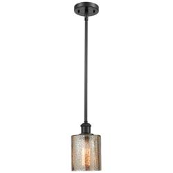 Cobbleskill 5"W Matte Black Mini Pendant with Mercury Shade