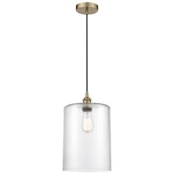 Cobbleskill 9" Antique Brass Mini Pendant w/ Clear Shade