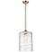Cobbleskill 9" Antique Brass Mini Pendant w/ Deco Swirl Shade