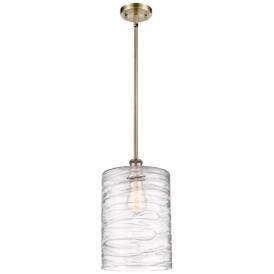 Cobbleskill 9" Antique Brass Mini Pendant w/ Deco Swirl Shade Cobbleskill 9" Antique Brass Mini Pendant w/ Deco Swirl Shade