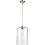 Cobbleskill 9" Antique Brass Stem Hung Mini Pendant w/ Clear Shade