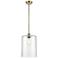 Cobbleskill 9" Antique Brass Stem Hung Mini Pendant w/ Clear Shade