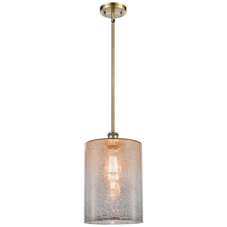 Image 1 Cobbleskill 9" Antique Brass Stem Hung Mini Pendant w/ Mercury Shade