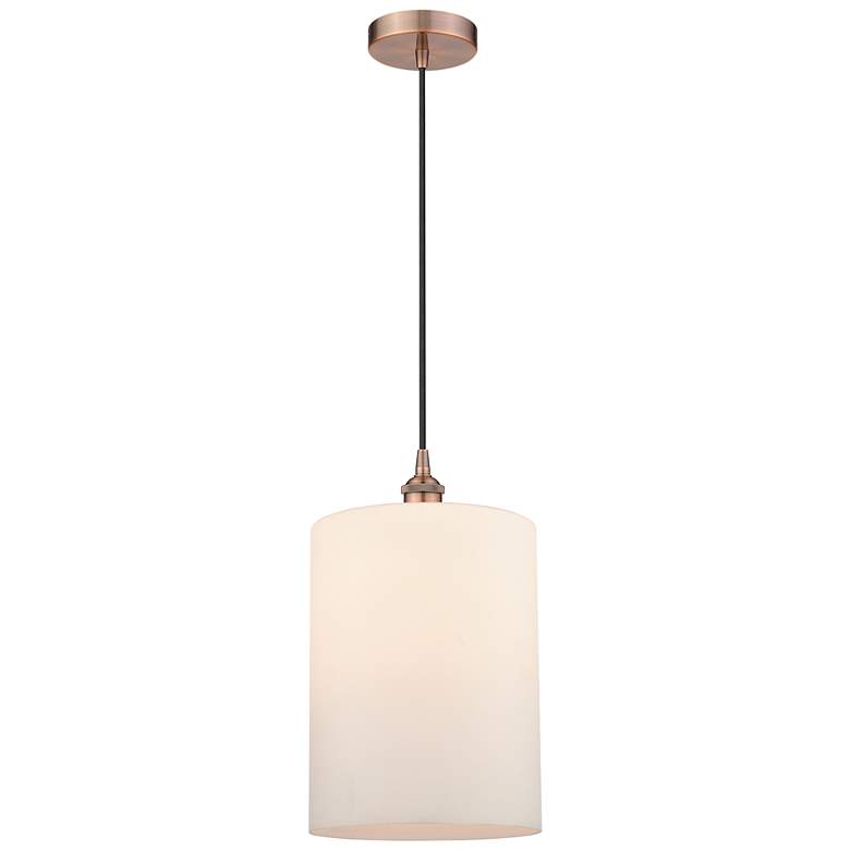 Image 1 Cobbleskill 9" Antique Copper Mini Pendant w/ Matte White Shade