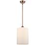Cobbleskill 9" Antique Copper Stem Hung Mini Pendant w/ Matte White Sh