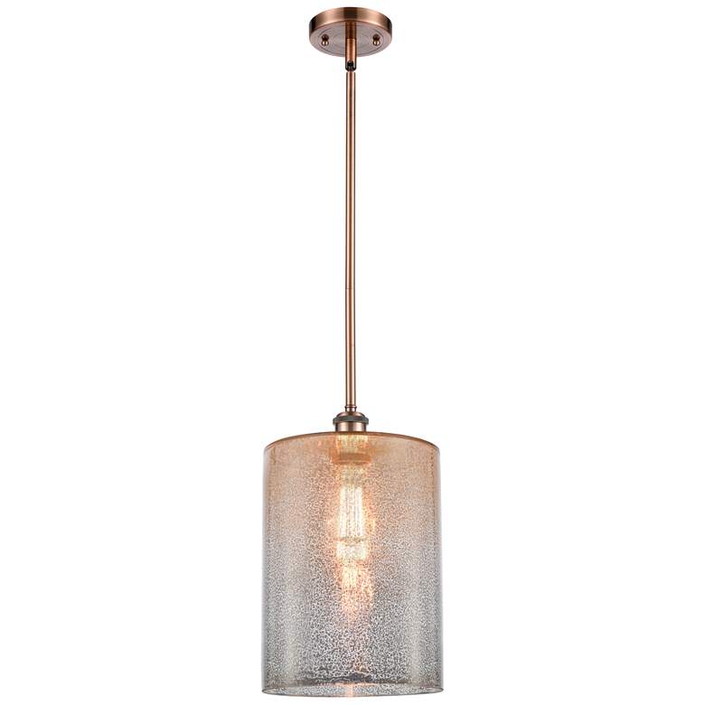 Image 1 Cobbleskill 9" Antique Copper Stem Hung Mini Pendant w/ Mercury Shade