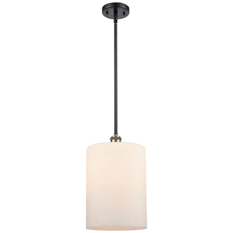 Image 1 Cobbleskill 9" Black Antique Brass Mini Pendant w/ Matte White Shade
