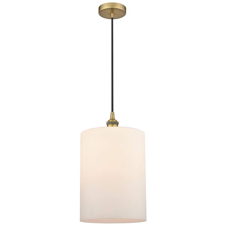 Image 1 Cobbleskill 9" Brushed Brass Mini Pendant w/ Matte White Shade