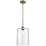 Cobbleskill 9" Brushed Brass Stem Hung Mini Pendant w/ Clear Shade