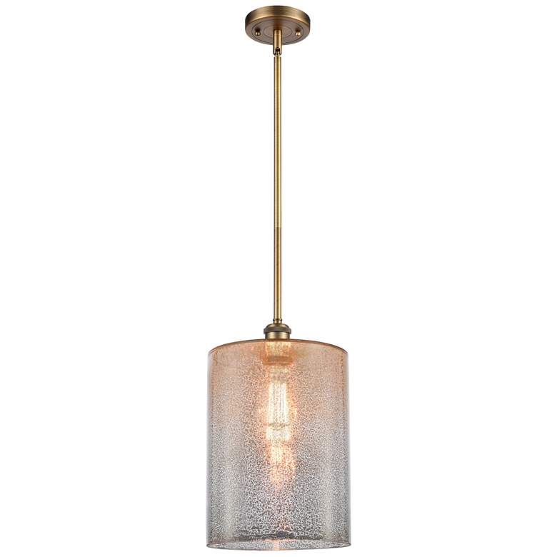 Image 1 Cobbleskill 9" Brushed Brass Stem Hung Mini Pendant w/ Mercury Shade