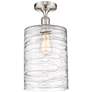 Cobbleskill 9" Brushed Nickel LED Semi-Flush w/ Swirl Shade