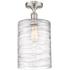 Cobbleskill 9" Brushed Nickel LED Semi-Flush w/ Swirl Shade