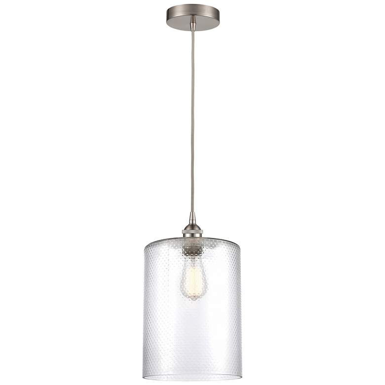 Image 1 Cobbleskill 9" Brushed Satin Nickel Mini Pendant w/ Clear Shade