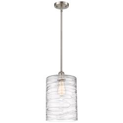 Cobbleskill 9" Brushed Satin Nickel Mini Pendant w/ Deco Swirl Shade