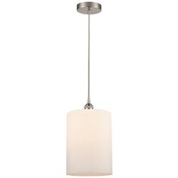 Cobbleskill 9" Brushed Satin Nickel Mini Pendant w/ Matte White Shade