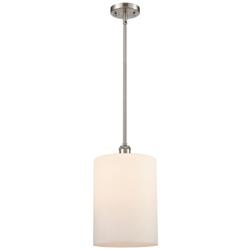 Cobbleskill 9" Brushed Satin Nickel Stem Hung Mini Pendant w/ White Sh