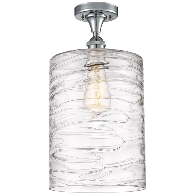Image 1 Cobbleskill 9" Chrome LED Semi-Flush w/ Swirl Shade