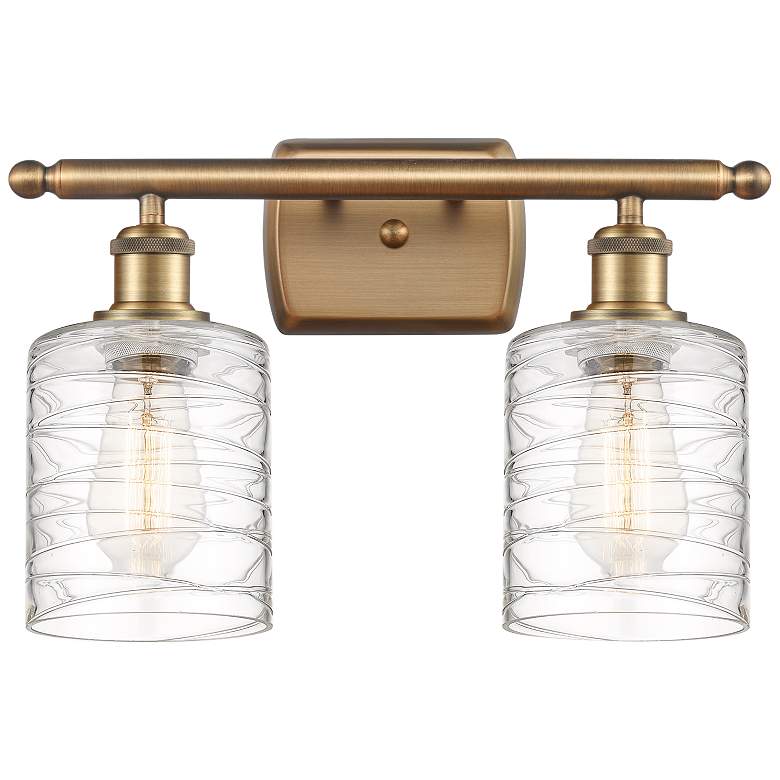 Image 1 Cobbleskill 9 inch High Brushed Brass Metal 2-Light Wall Sconce