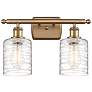 Cobbleskill 9" High Brushed Brass Metal 2-Light Wall Sconce