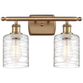Cobbleskill 9" High Brushed Brass Metal 2-Light Wall Sconce Cobbleskill 9" High Brushed Brass Metal 2-Light Wall Sconce