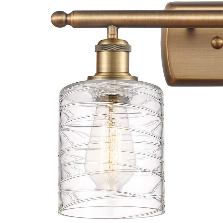 Image 2 Cobbleskill 9" High Brushed Brass Metal 2-Light Wall Sconce more views