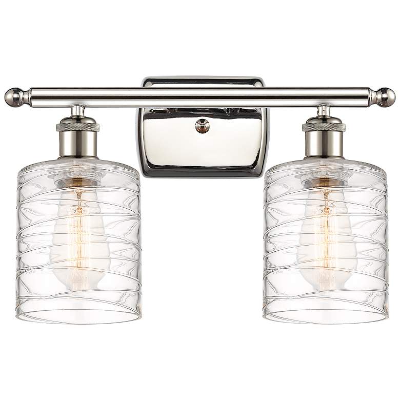 Image 1 Cobbleskill 9" High Polished Nickel 2-Light Wall Sconce