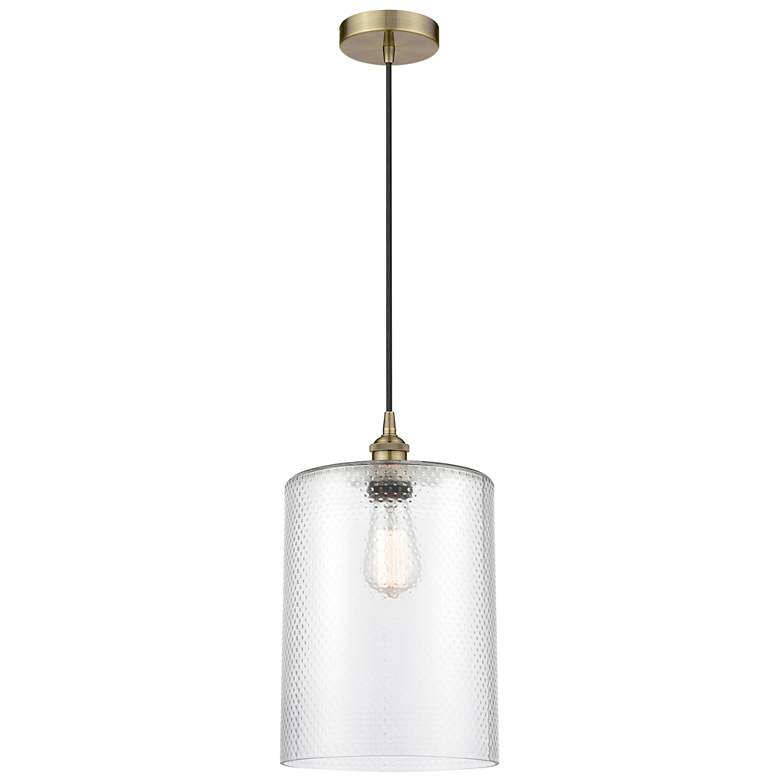 Image 1 Cobbleskill 9 inch LED Mini Pendant - Antique Brass - Clear Shade