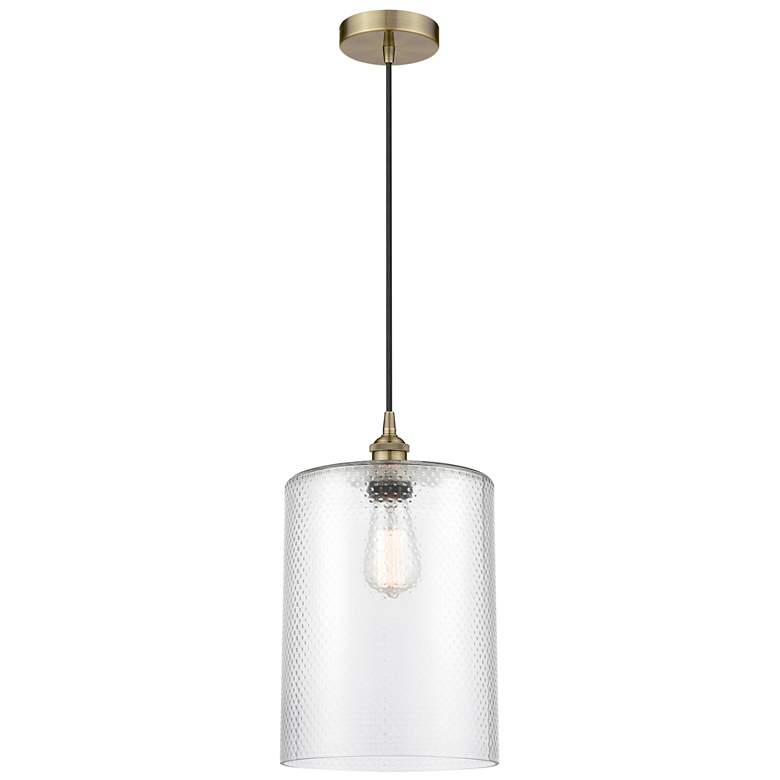 Image 1 Cobbleskill 9" LED Mini Pendant - Antique Brass - Clear Shade