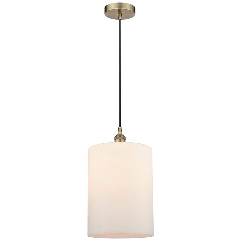 Image 1 Cobbleskill 9" LED Mini Pendant - Antique Brass - Matte White Shade